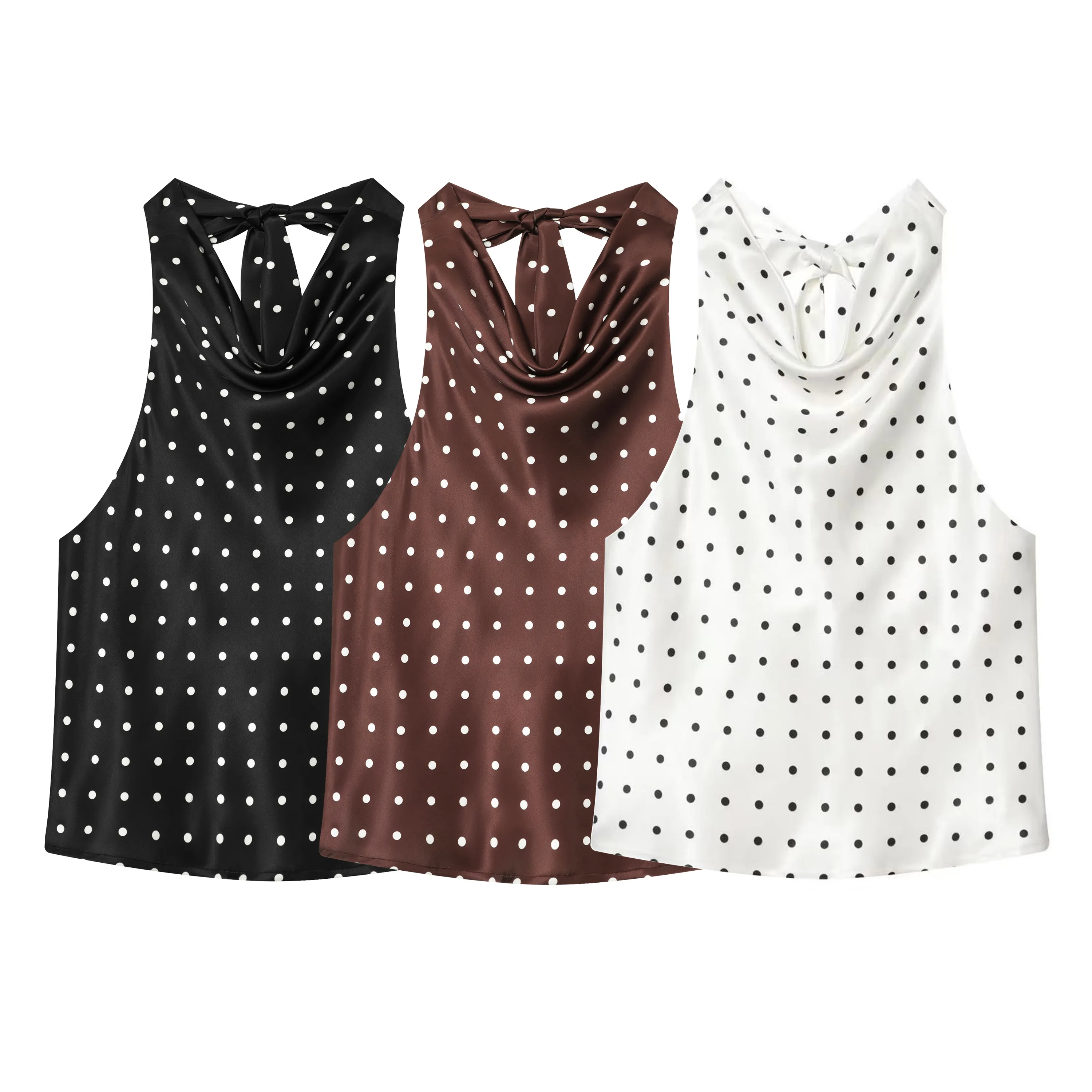 Y2K Halter Crisscross Tank Top in Polyester Fabric Featuring Printing Design