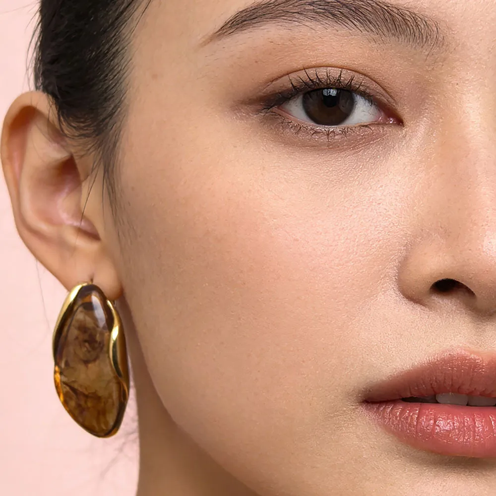 Geometric Maillard Style Resin Earrings for Women Featuring Resin Inlay, Ideal Stud Earrings
