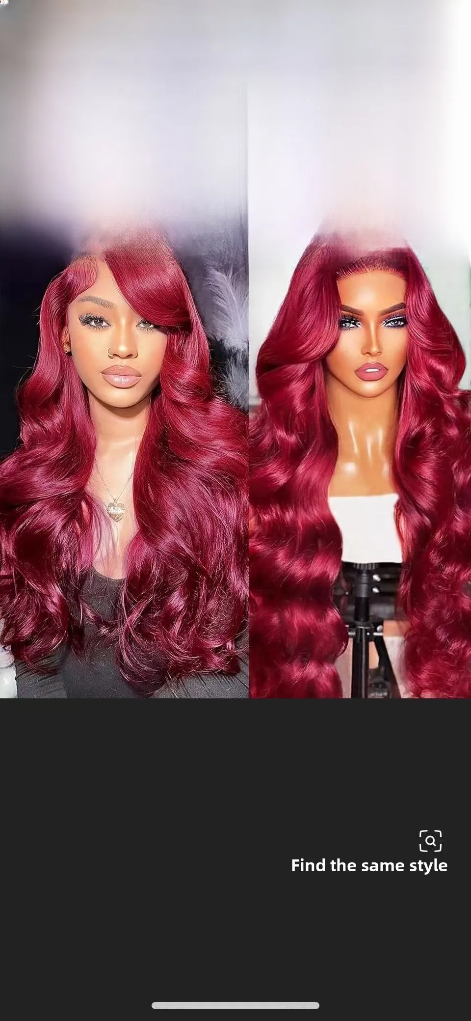 Wine Red Long Curly Full Head Wig for Women Heat Resistant Synthetic Hair with Middle Part Bangs