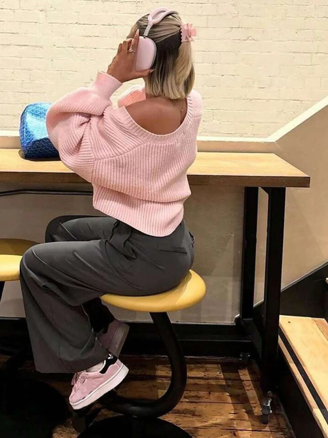 Women's Loose Long Sleeve Puff Sleeve Ribbed Cardigan Sweater