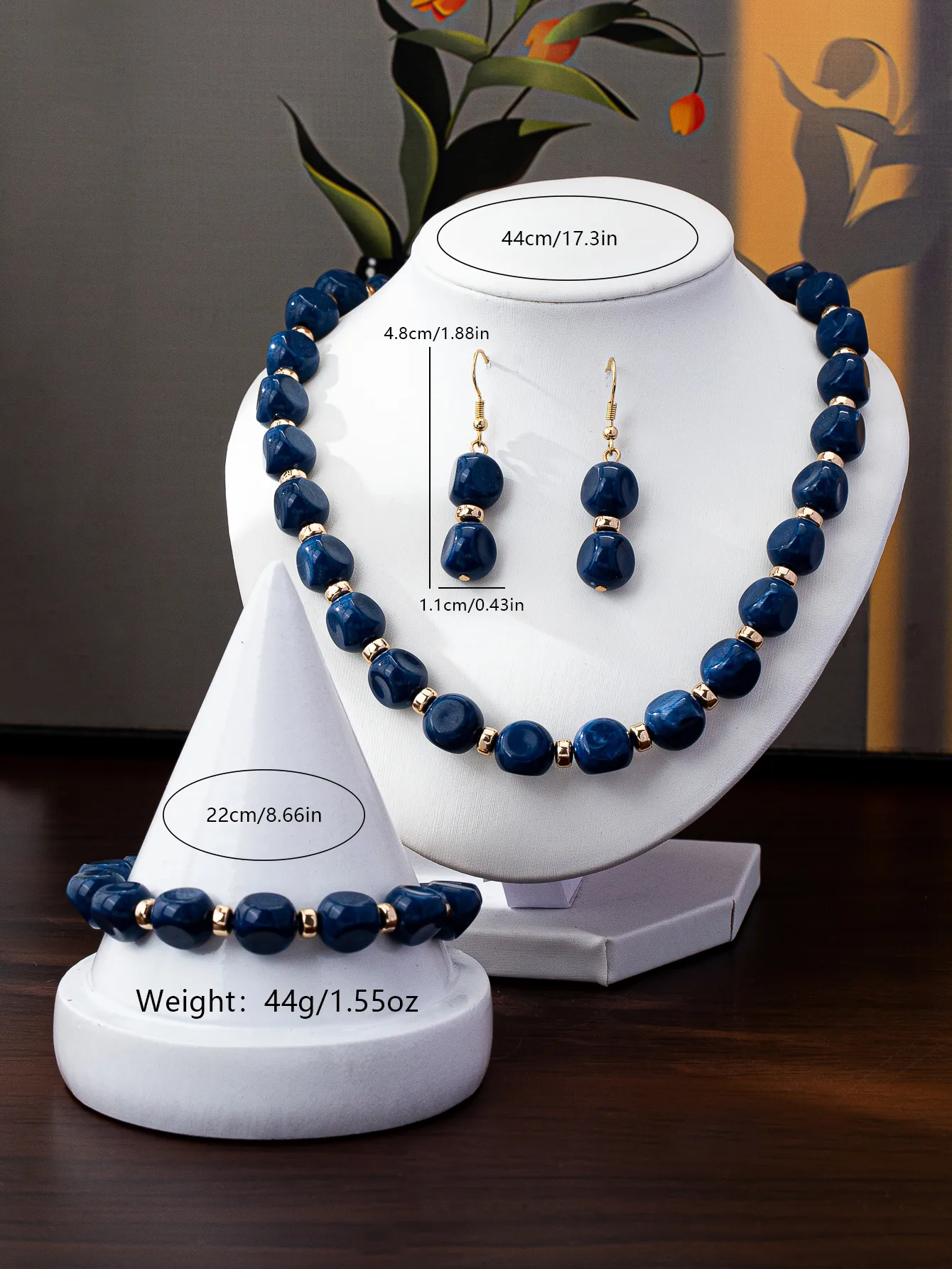 Nordic Style Beaded Necklace for Women Electroplated KC Gold Geometric Pattern