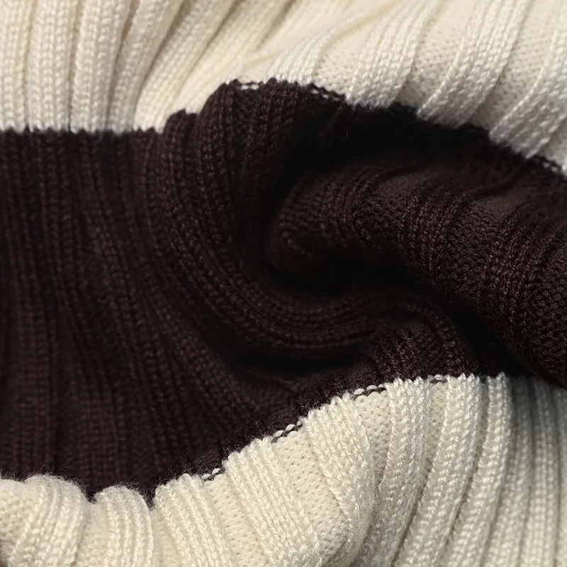 Vintage Style Stripe Sweater with Long Sleeves, Knitted Cotton Pullover