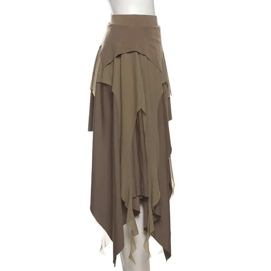 Polyester A-Line Skirt featuring Asymmetrical Design for a Stylish Look