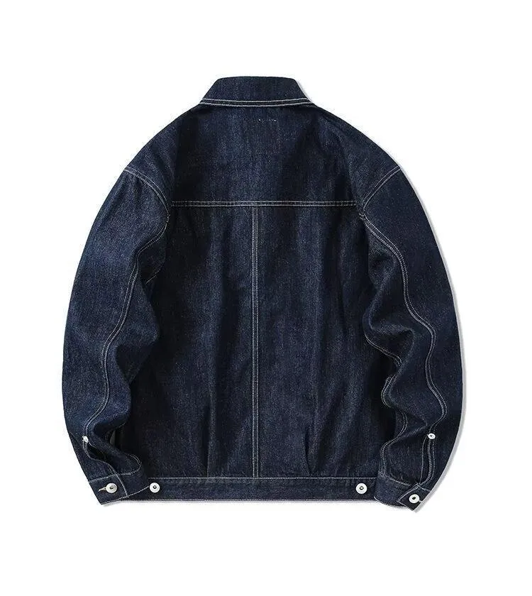 Men's Single Breasted Denim Jacket with Pocket Detail, Made from Durable Polyester Fabric