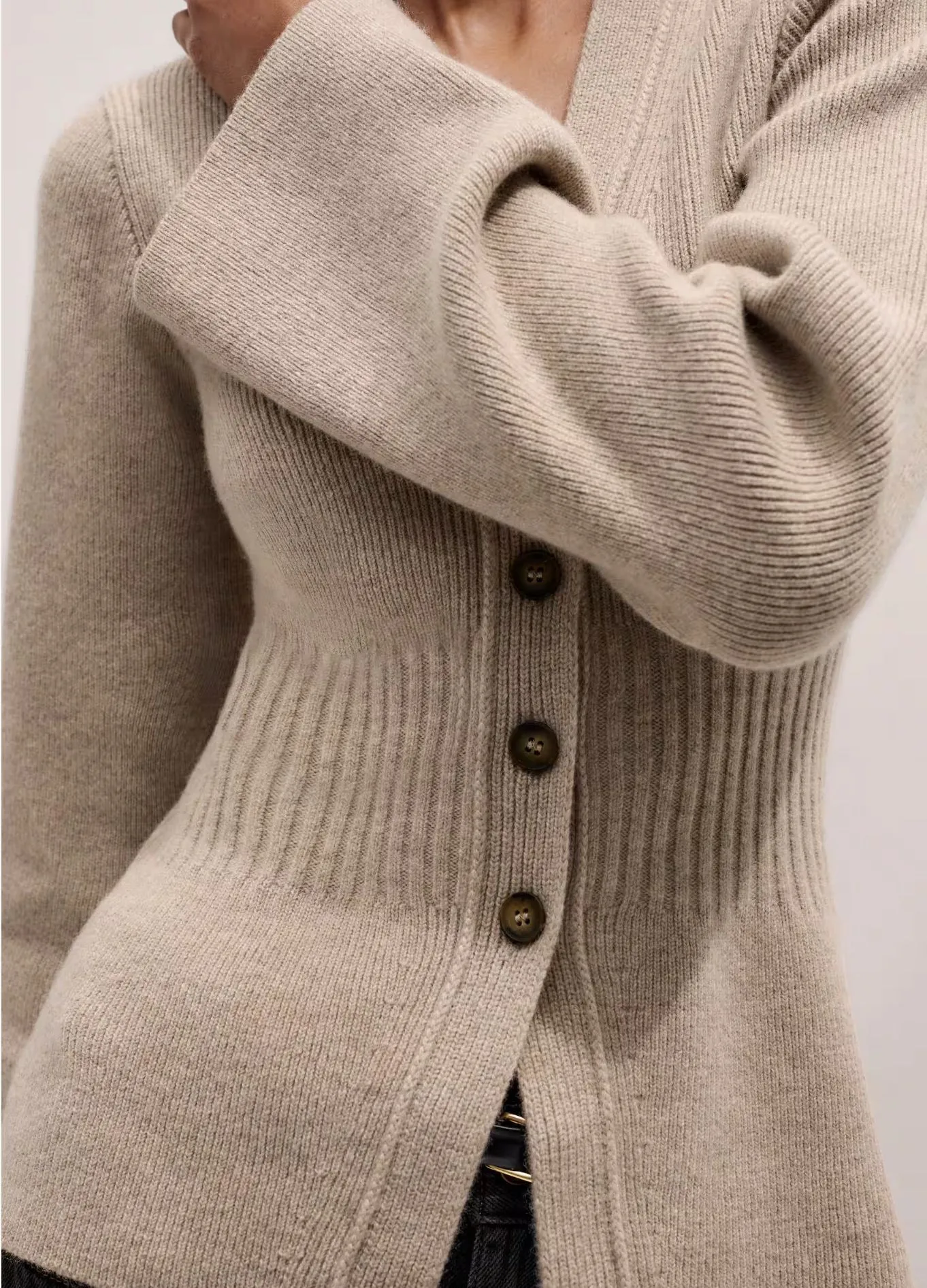 Streetwear Acrylic Sweater with Long Sleeve and V Neck Featuring Single Breasted Closure