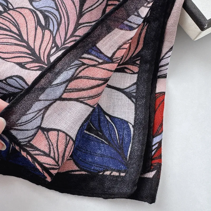 Women’s Rayon Leaf Pattern Scarf in Red, Perfect for Spring Season