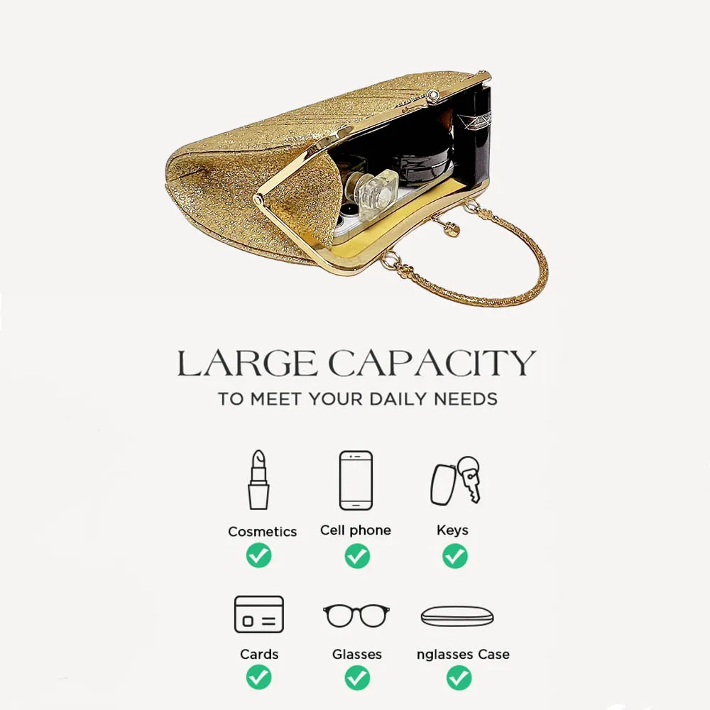Square Ruched Polyester Evening Bag with Chain for Women