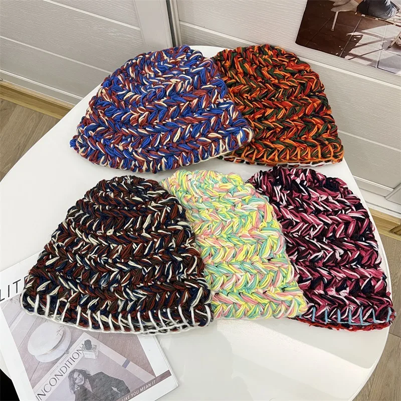 Korean Style Women's Winter Wool Bucket Hat with Ear Wrap Brim