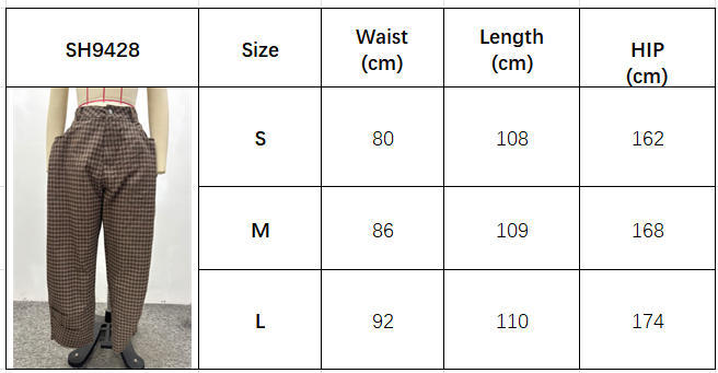 Retro Plaid Wide Leg Pants In Full Length For Casual Wea r size guide