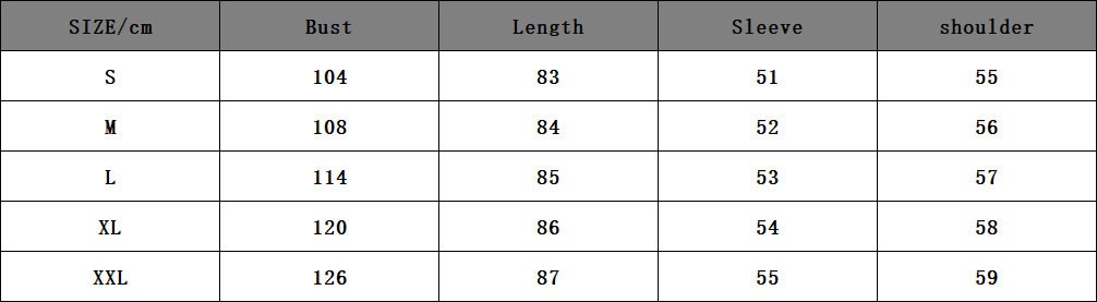 Women's linen-type shirt size guide