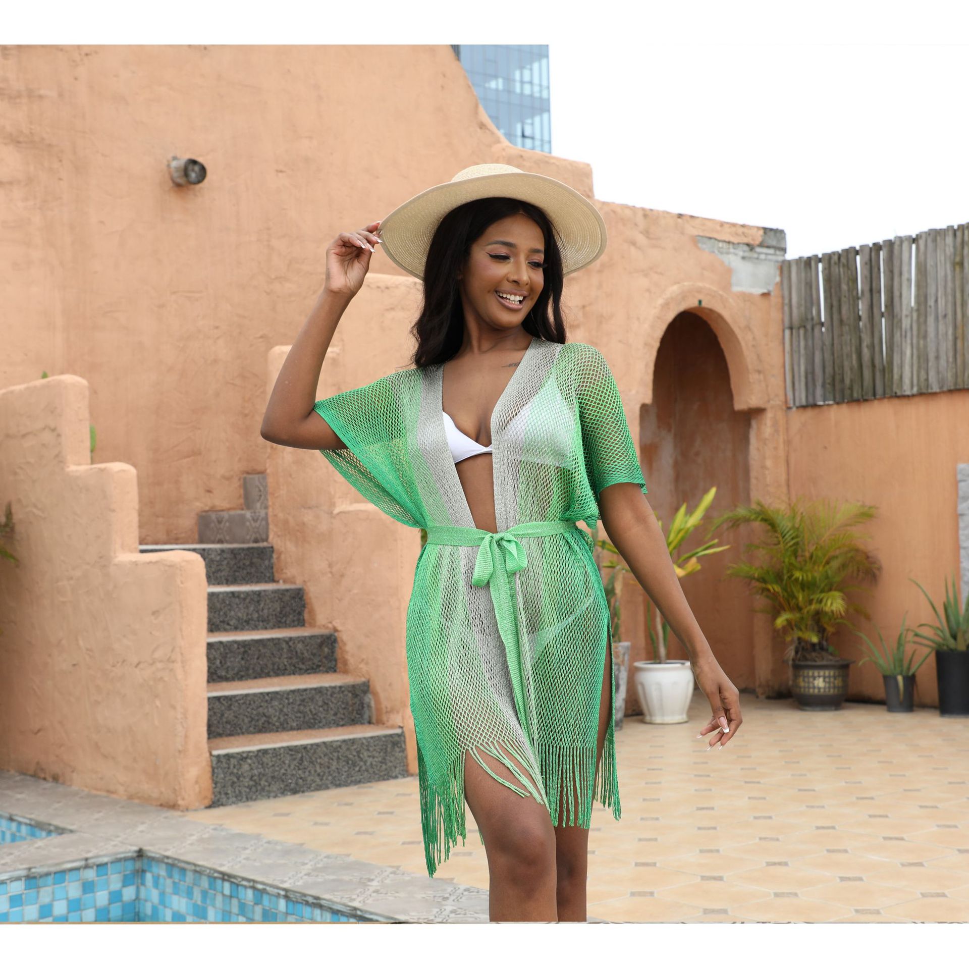 Casava Gradient Hollow Out Cover Up