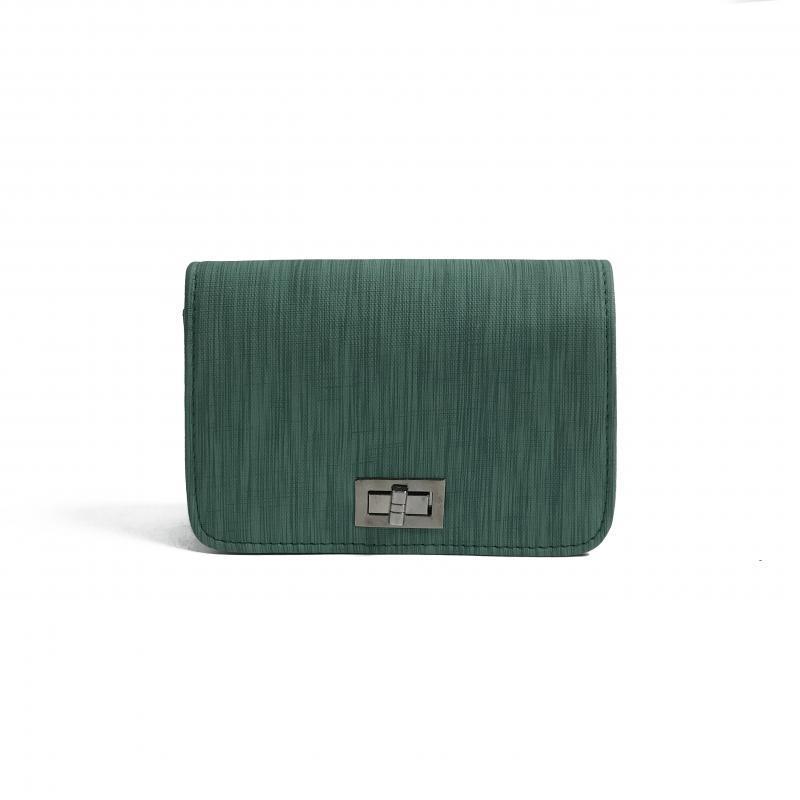 Solid Color Fashion Square Lock Clasp Crossbody Bag