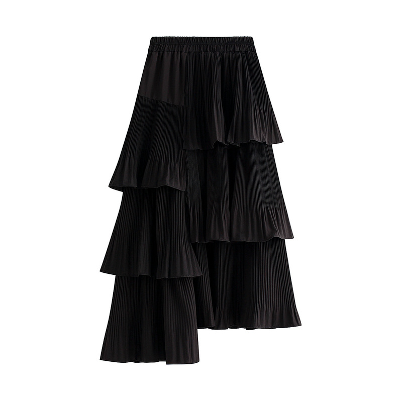 New-style Asymmetric Pleated Cake Skirt