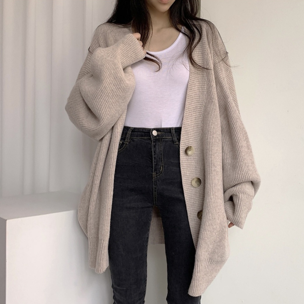 Winter Casual Style No-button Cotton Knitwear