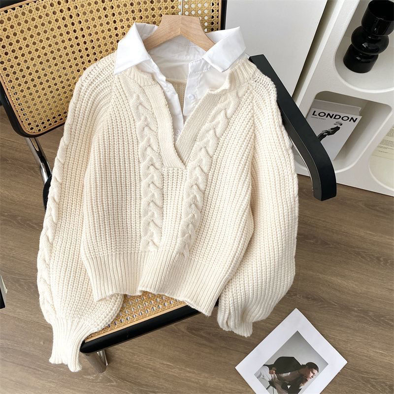 Geometric Long Sleeve Sweater In Solid Color Featuring Polyester Fabric For Elegant Commuter Style