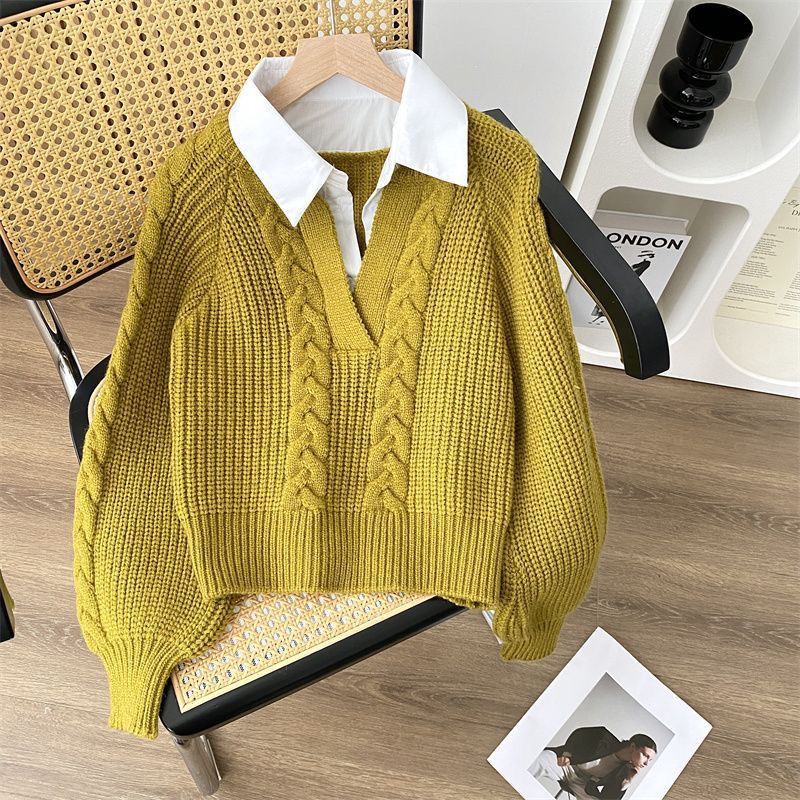 Geometric Long Sleeve Sweater In Solid Color Featuring Polyester Fabric For Elegant Commuter Style