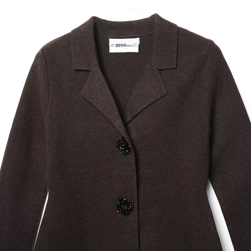 Knitted Suit Jacket With Jewelry Buttons