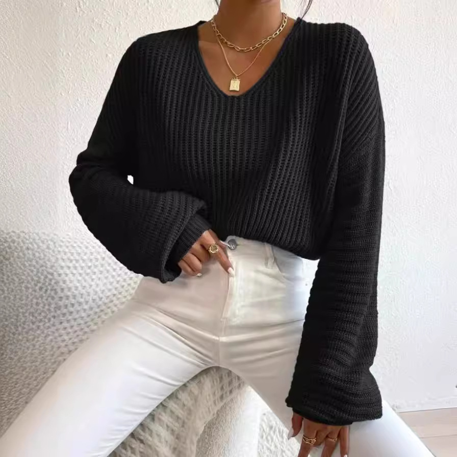 Acrylic Sweater Featuring Solid Color