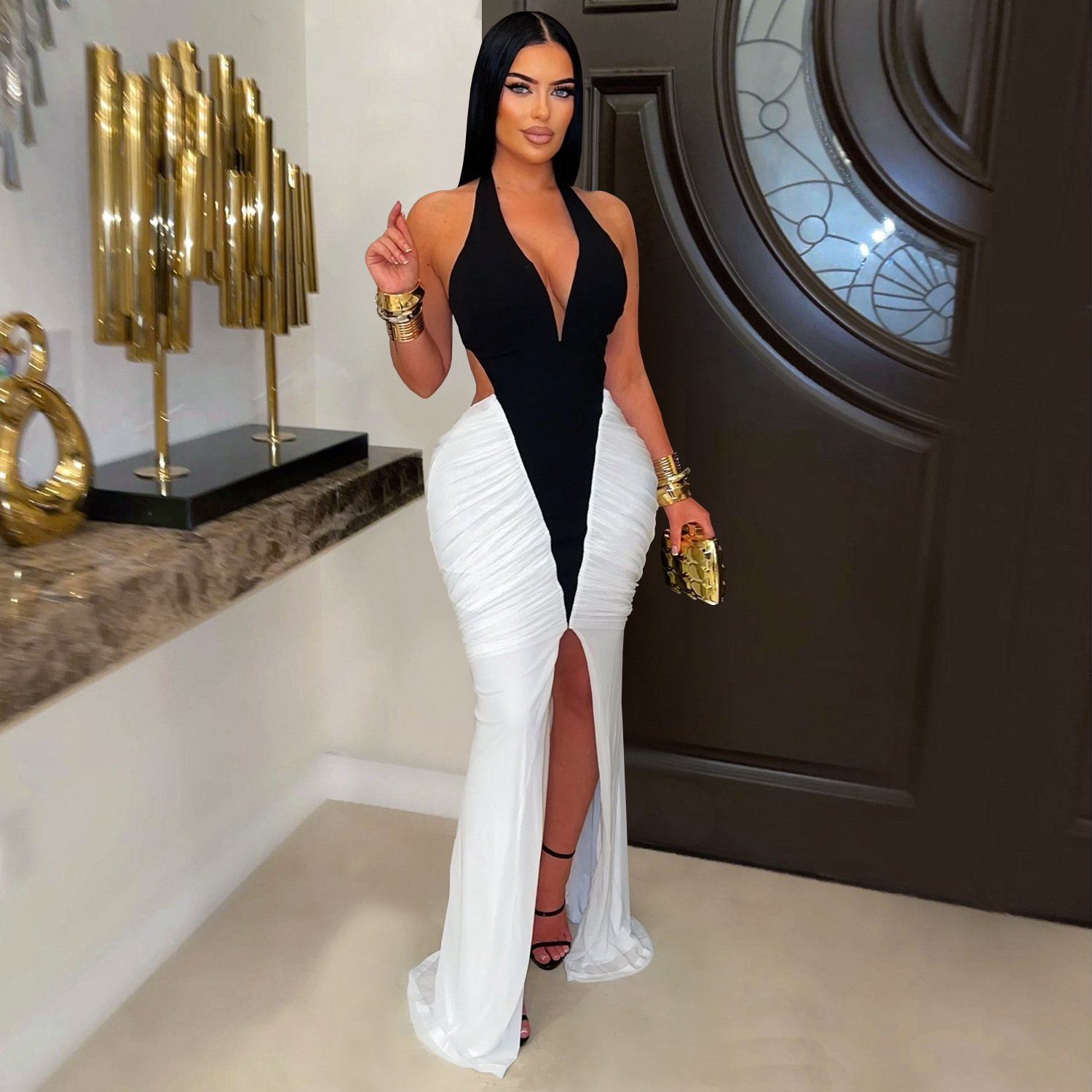 Casava V-Neck Split Back Gown