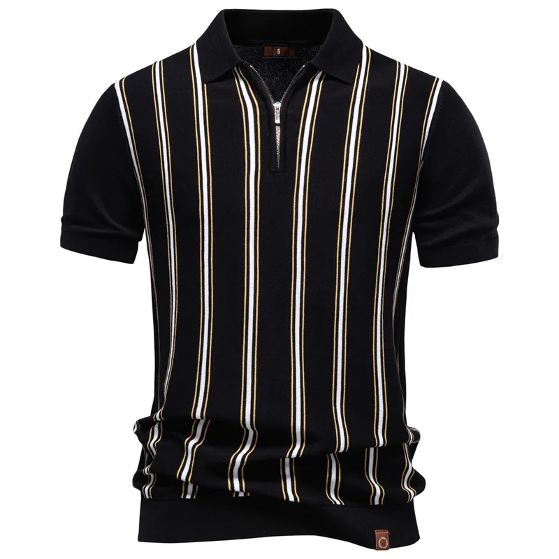 Business Stripe Short Sleeve Rayon