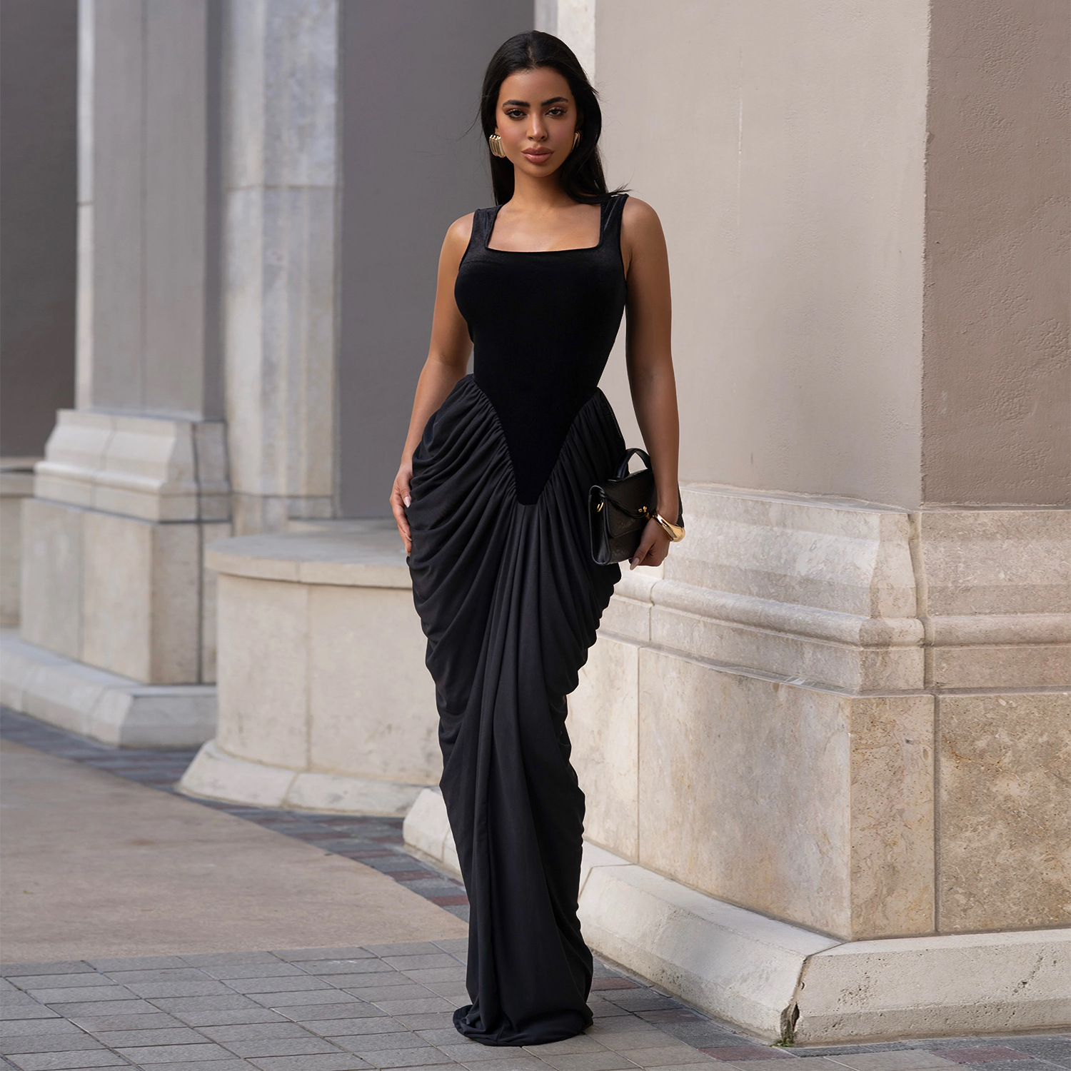 Casava Velvet Backless Maxi Dress