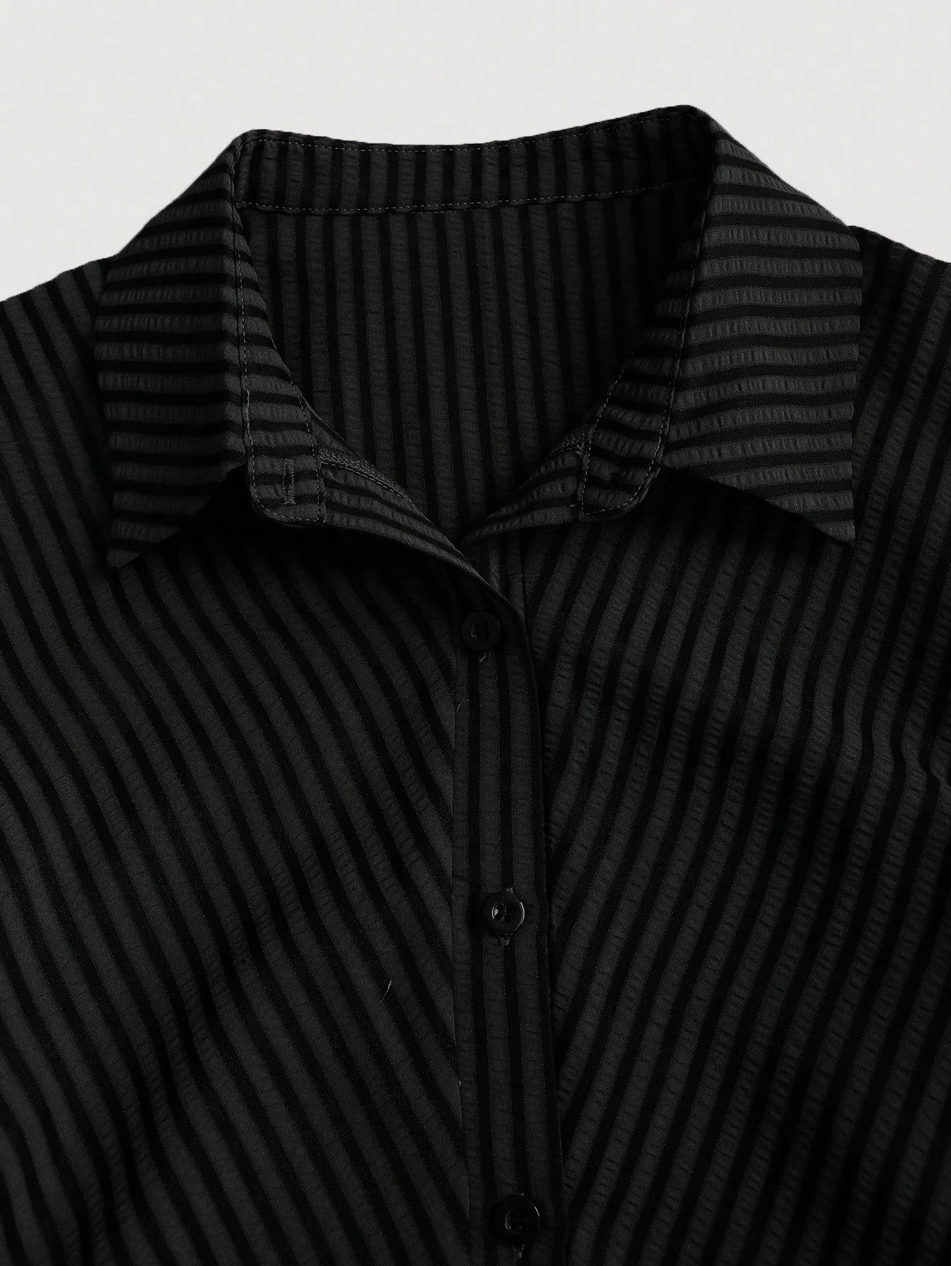 Short Sleeve Sleeve Length Shirt Dress Dresses Type Stripe V Neck Short Sleeve Shirt Dress In Polyester Fabric, Above Knee Length For Casual Wear Puff Sleeve Sleeve Type Polyester Fabric Type Casual,