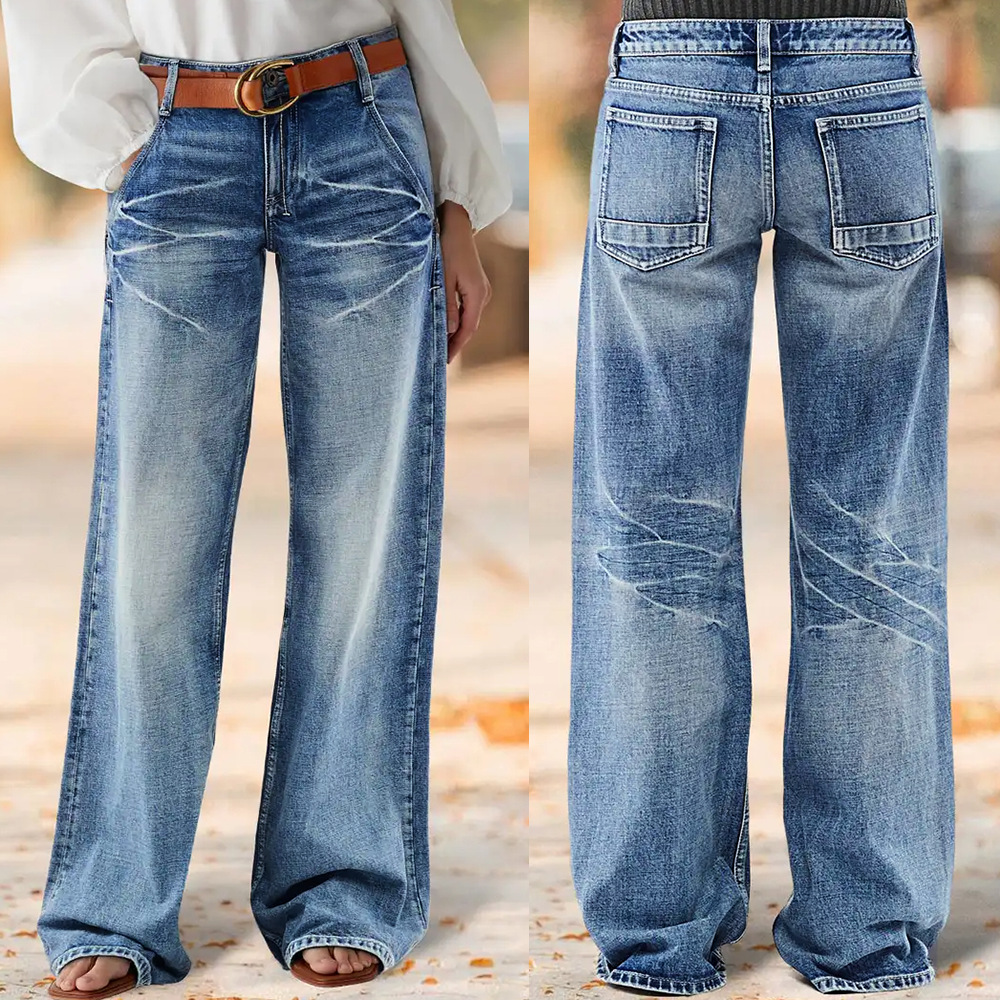 Full Length Women's Jeans In Denim Cotton Fabric