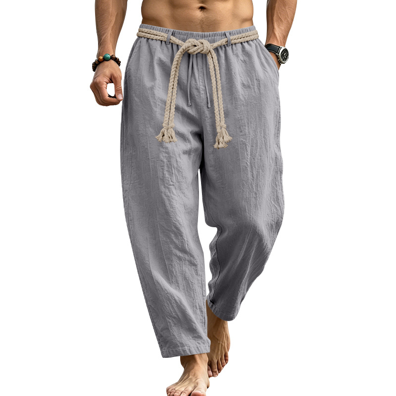 Men's Retro Solid Color Full Length Straight Pants