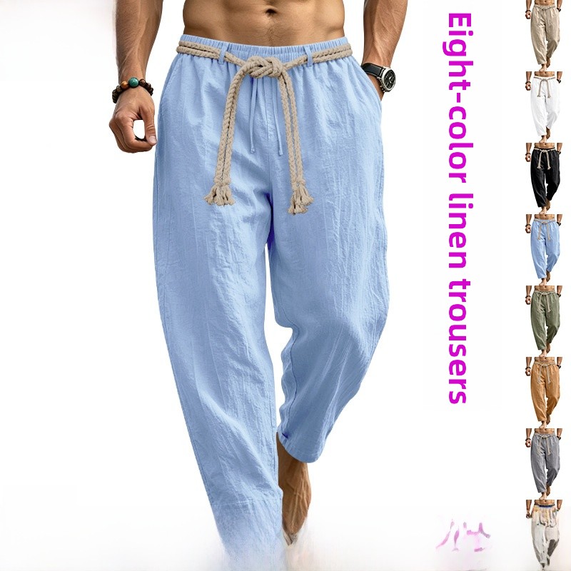 Men's Retro Solid Color Full Length Straight Pants