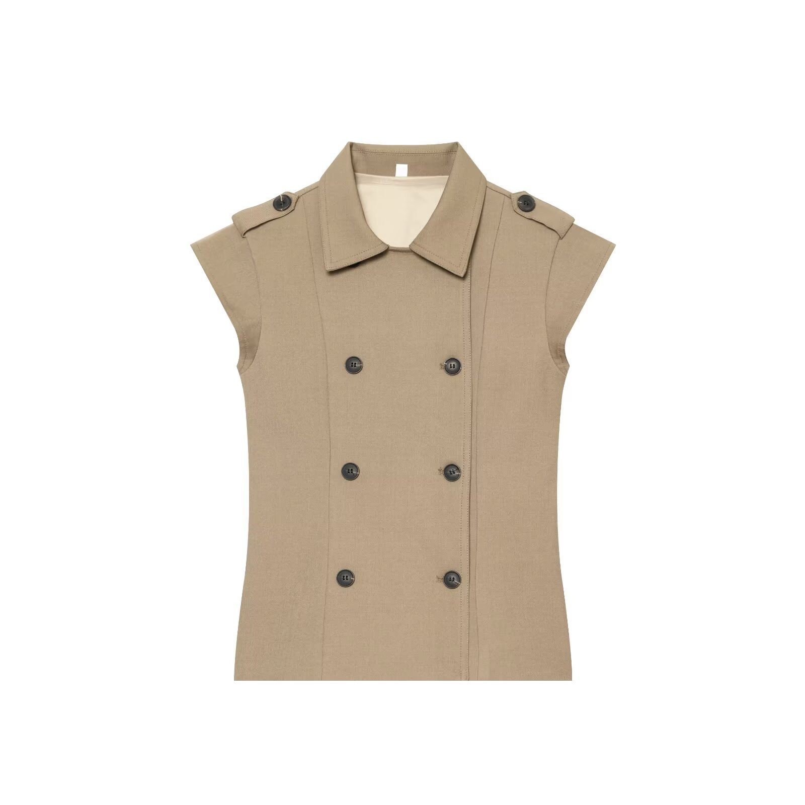 Vintage Style Solid Color Short Sleeve Polyester Vest For Women