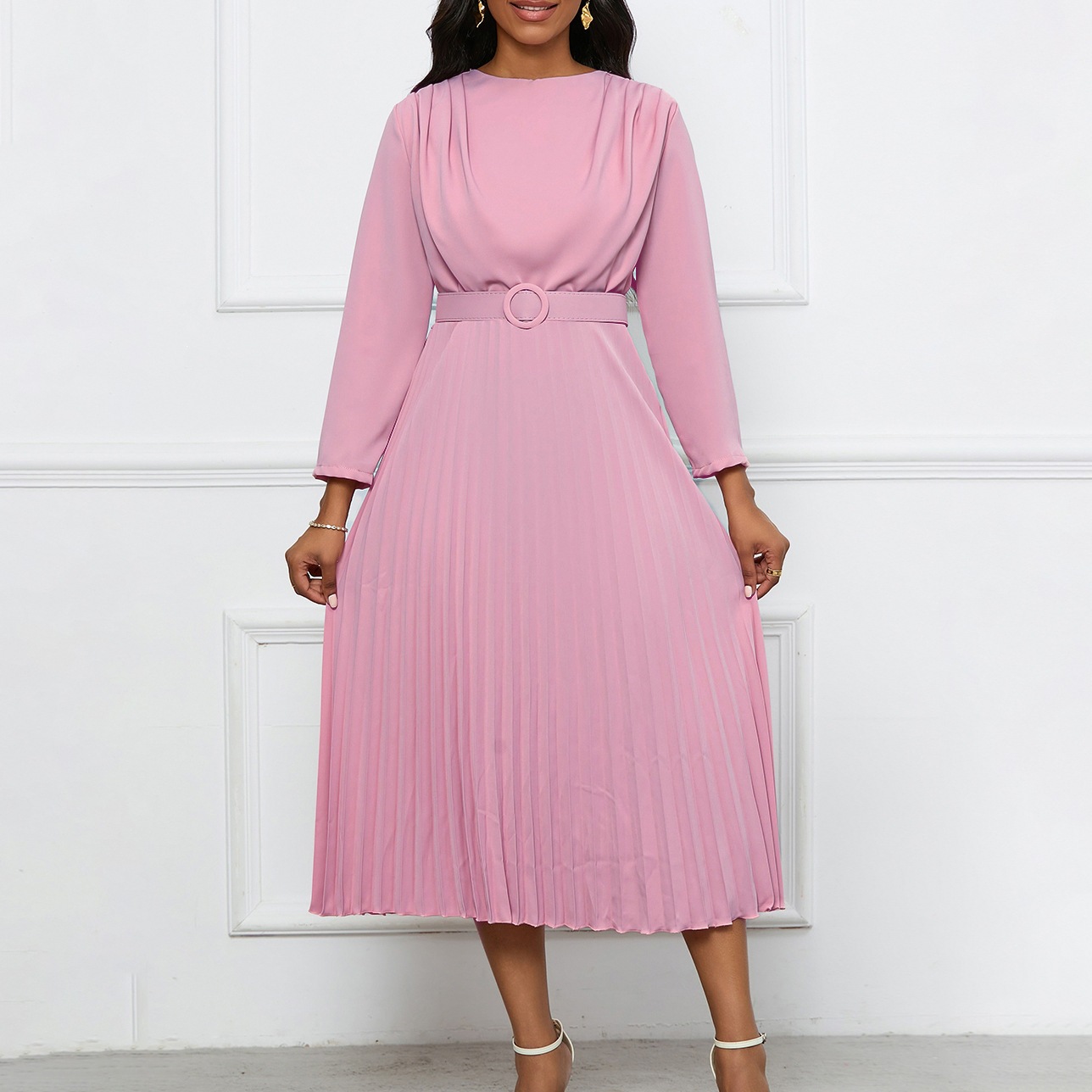 Elegant Solid Color Regular Dress