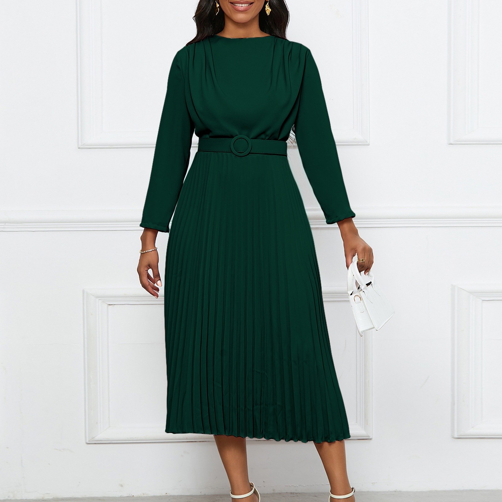 Elegant Solid Color Regular Dress