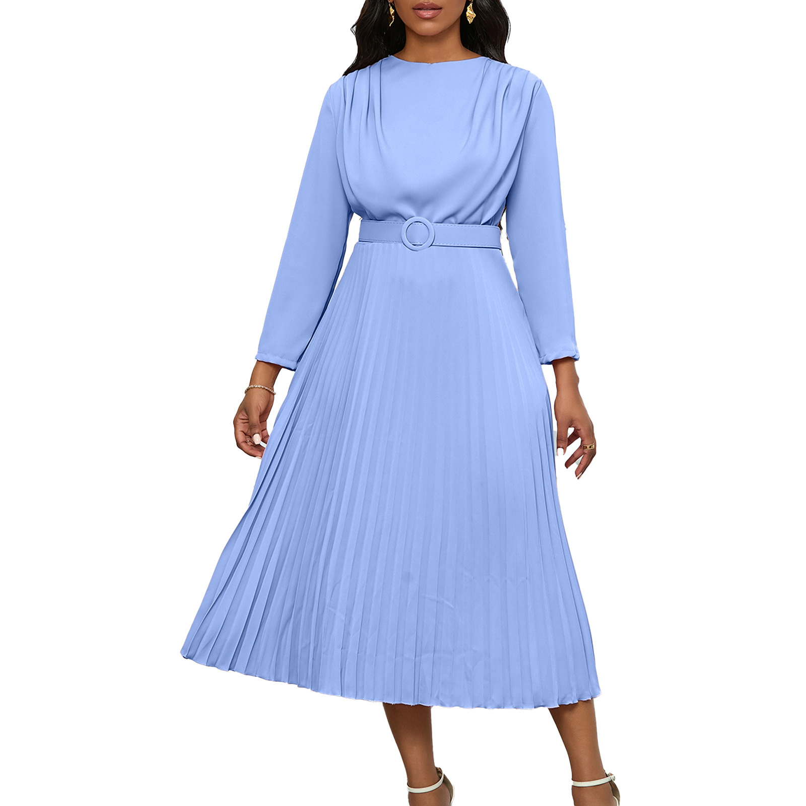 Elegant Solid Color Regular Dress