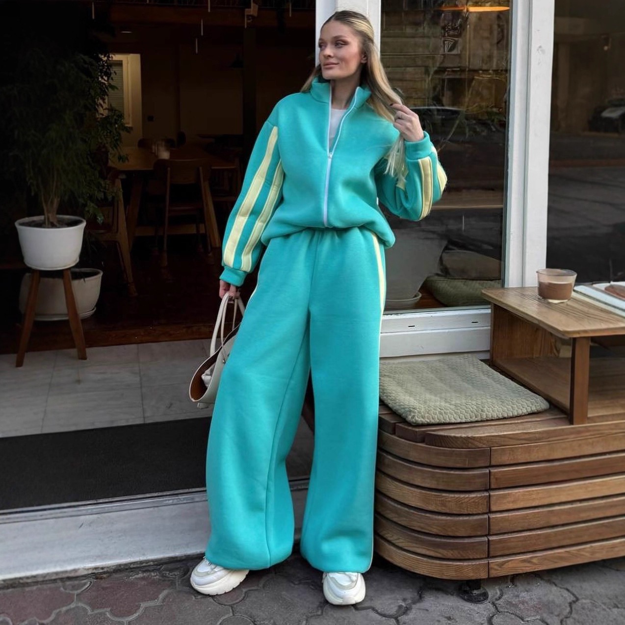 Casual Stripe Sweatpants Pant Co-ord Set