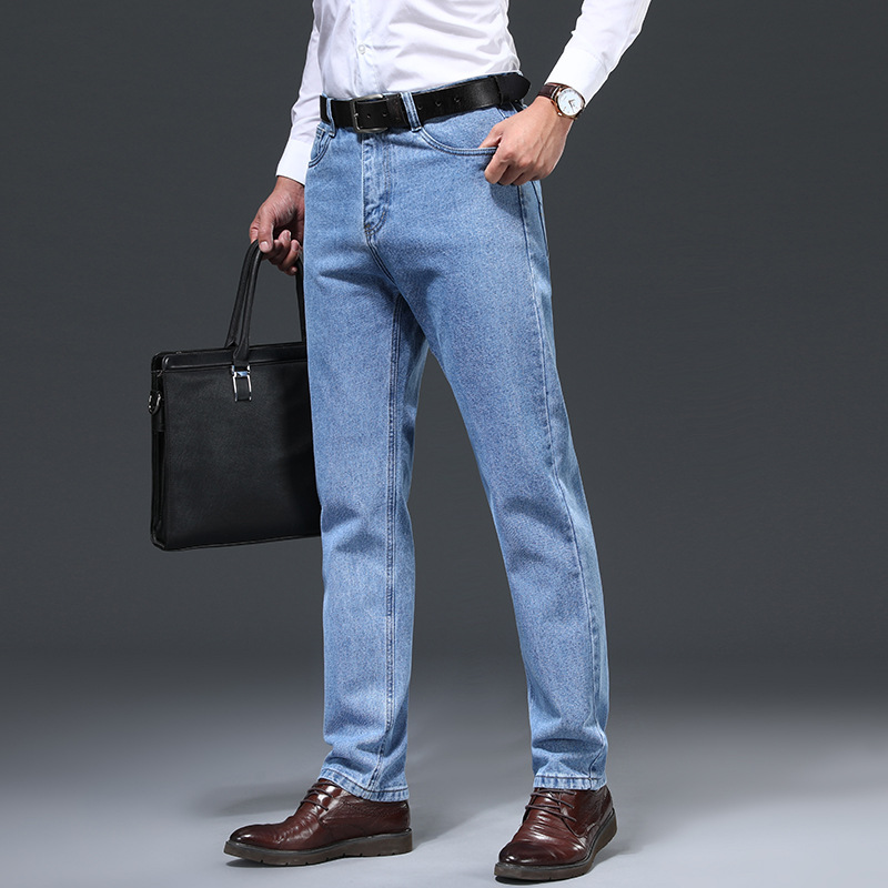 Men's Business Full Length Jeans With Embroidery