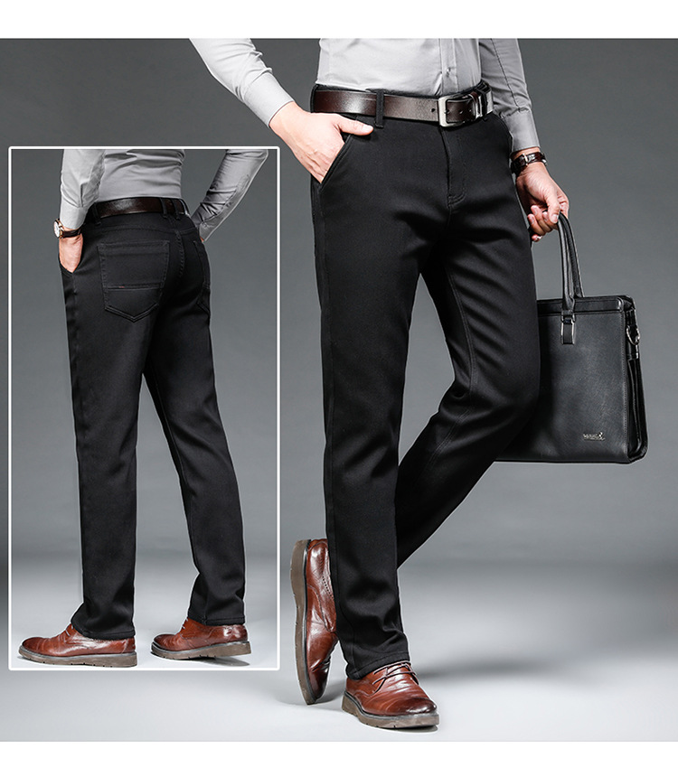 Men's Business Full Length Jeans With Embroidery
