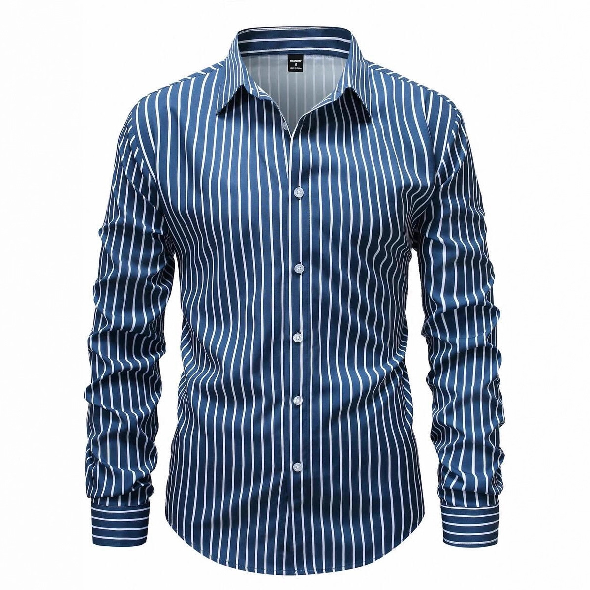 Stripe Casual Long Sleeve Men's Shirt With Printing