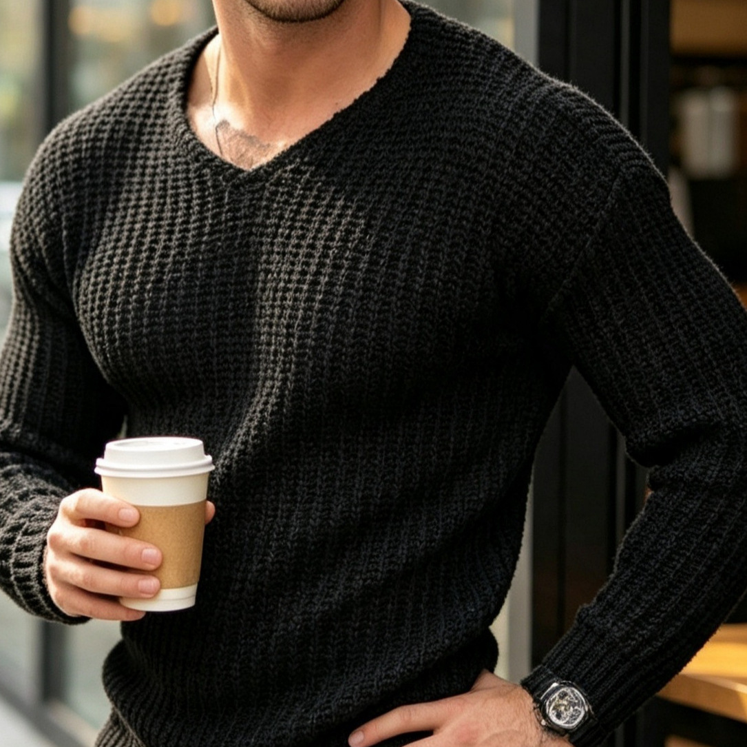 Men's Knitted Pullover In Polyester