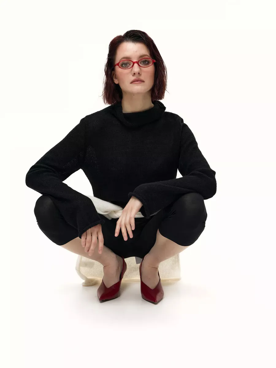 Solid Color Long Sleeve Acrylic Streetwear Pullover Sweater for Women Featuring Hollow Out Design