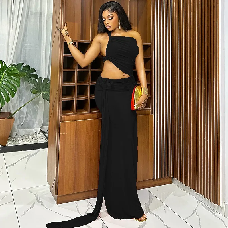 Solid Color Sleeveless Bodycon Dress in Elastane with Oblique Collar