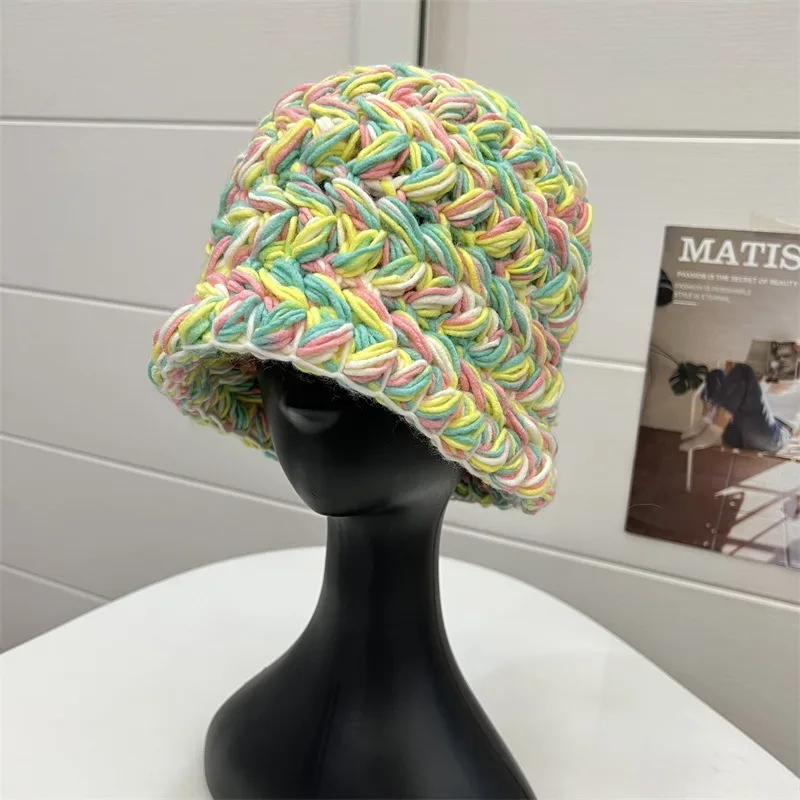Korean Style Women's Winter Wool Bucket Hat with Ear Wrap Brim
