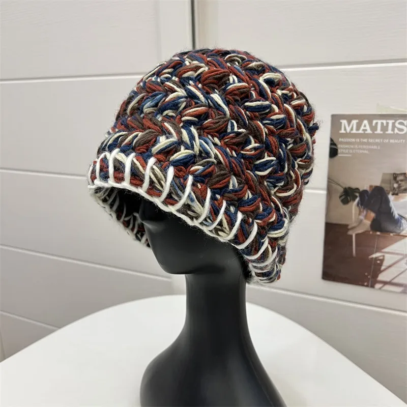Korean Style Women's Winter Wool Bucket Hat with Ear Wrap Brim