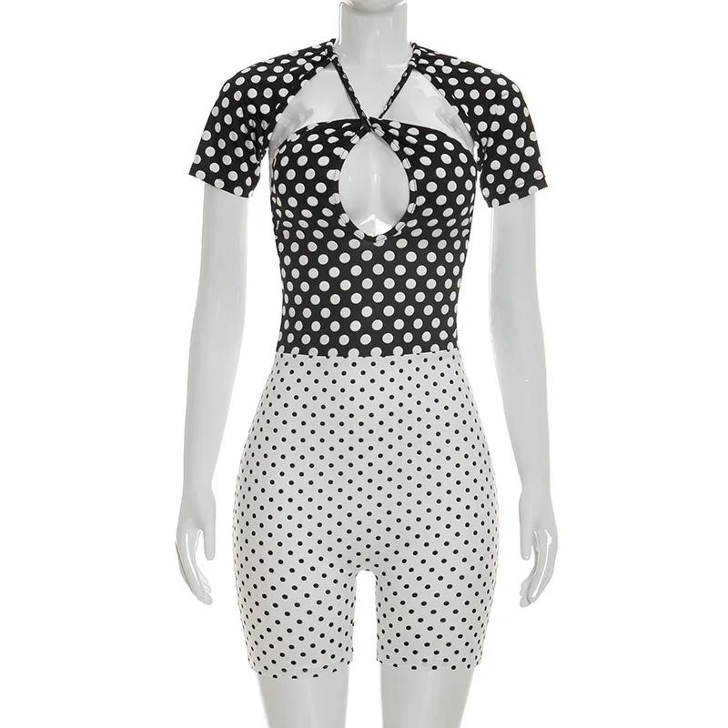 Sexy Rompers Shorts for Women in Polyester Fabric with High Elasticity Featuring Vibrant Printing Design