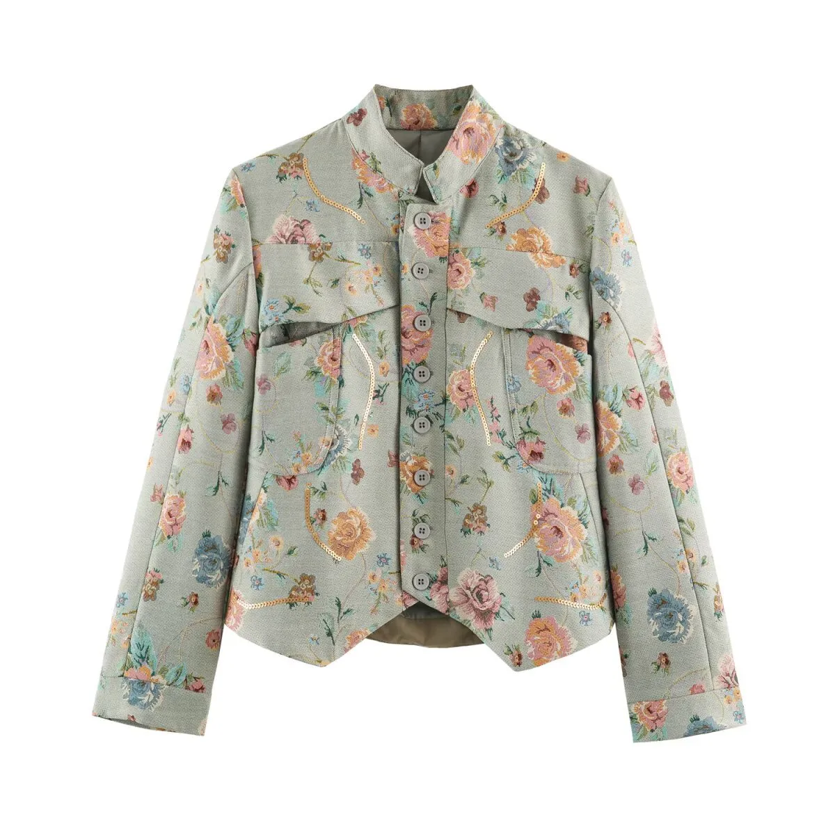 Casual Long Sleeve Polyester Blazer with Printing Craft and Single Breasted Design