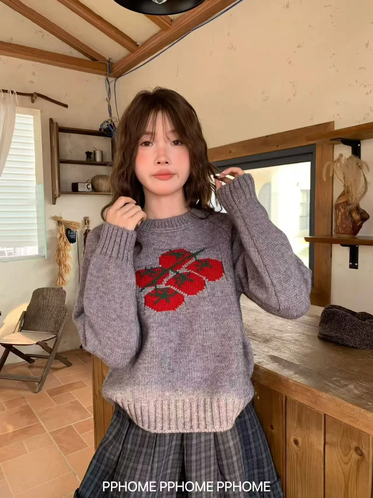 Casual Sweater Crafted with Knitted Technique in Polyester Fabric