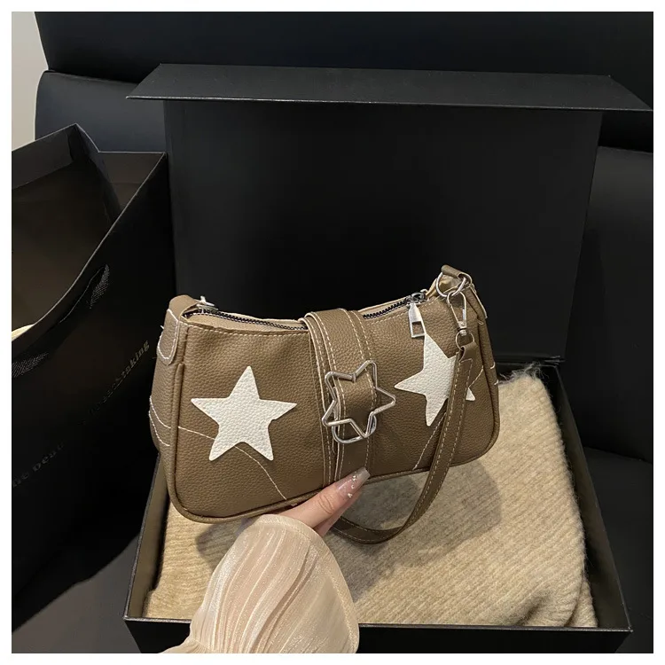Square PU Underarm Bag for Women with Sewing Thread Detail and Single Shoulder Strap