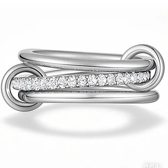 Elegant Geometric Zircon Inlay Stainless Steel Ring for Women