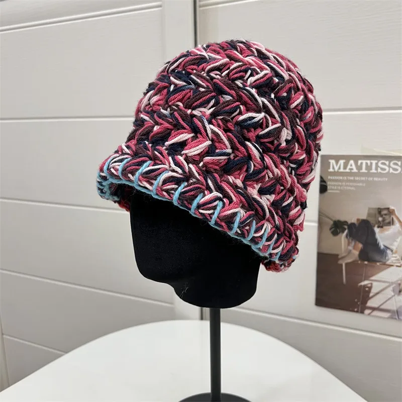 Korean Style Women's Winter Wool Bucket Hat with Ear Wrap Brim