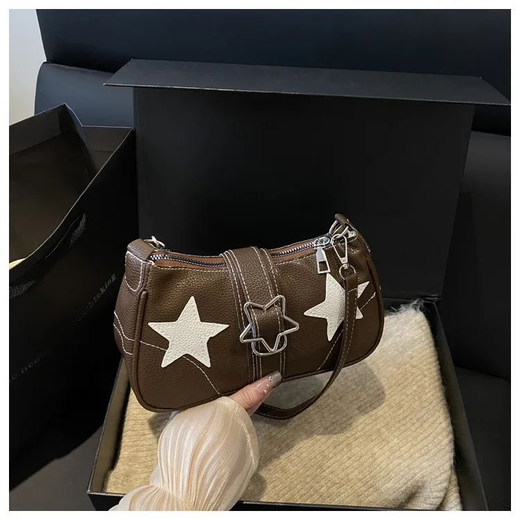 Square PU Underarm Bag for Women with Sewing Thread Detail and Single Shoulder Strap