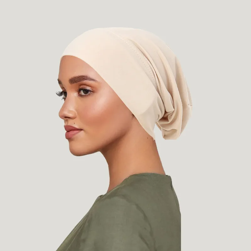 Solid Color Breathable Casual Women Brimless Beanie Hat in Polyester Material